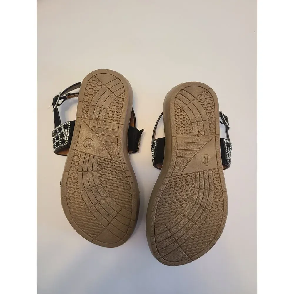 Adrienne Vittadini Kids Girls Sandals Size 10 Lot of 2 (Gold & Black Rhinestone)
